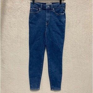 Everlane The Way High Skinny Jean Organic Cotton Size 28 Crop Authentic Blue